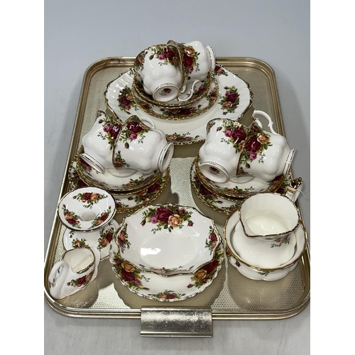 11 - Royal Albert 'Old Country Roses' tea service.