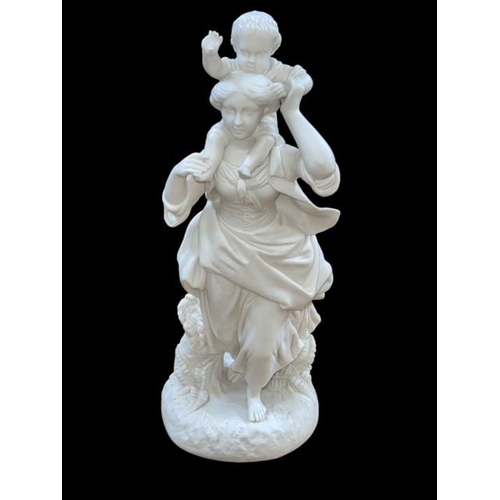 150 - Parian figure of mother and child, 42cm tall.