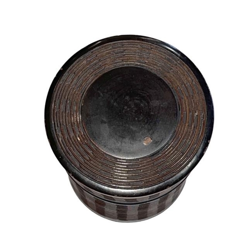 157 - Chinese finely carved cylindrical box. 12cm.