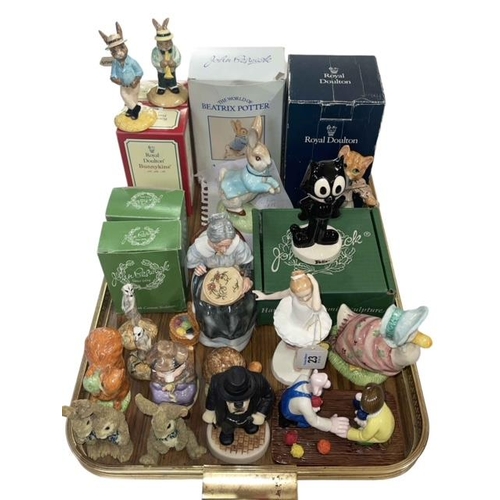 23 - Beswick and Royal Albert Beatrix Potter figures, Royal Doulton Bunnykins, two Beswick Meerkats, etc.