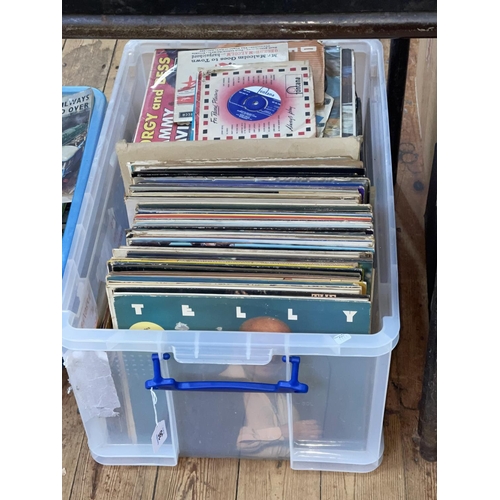 36 - Box of LP records and singles.