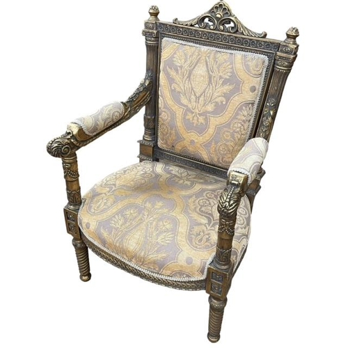 370 - Continental gilt painted open armchair.