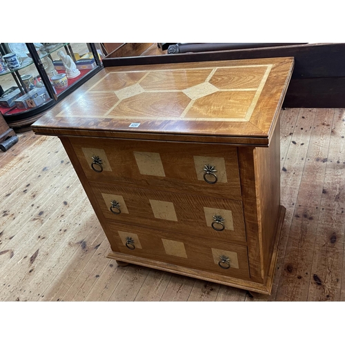 420 - Barker & Stonehouse Flagstone chest of three long drawers, 82cm by 80cm by 50cm.