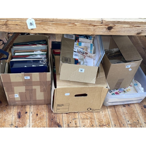 56 - Five boxes of stamp albums, FDCs, etc.