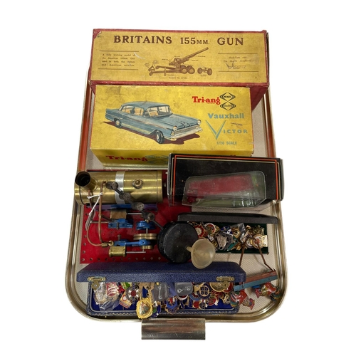 2 - Boxed Triang Vauxhall Victor and Britains 155mm gun, model steam engine, bus model and collection of... 