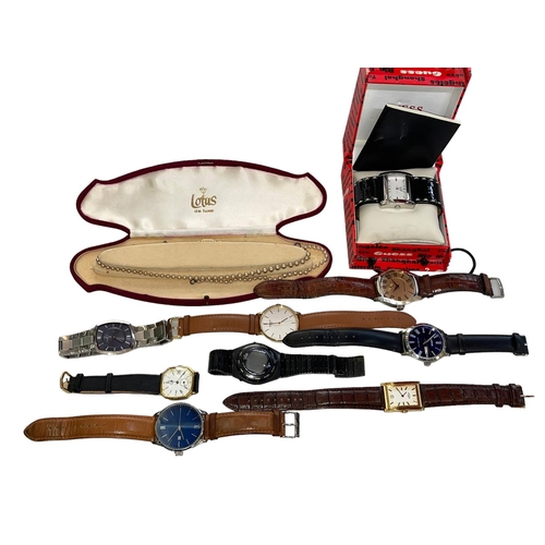 223 - Collection of gents wristwatches and Lotus pearls.