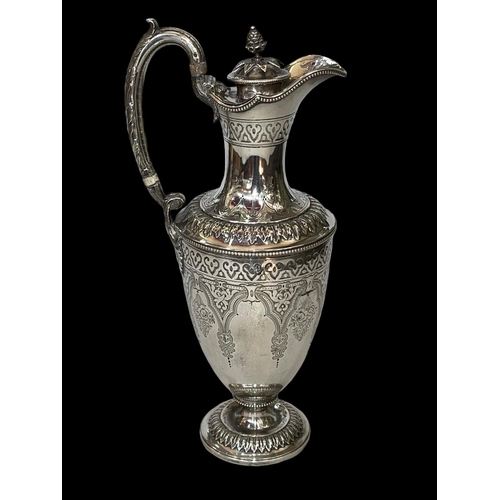 231 - Victorian silver ewer with flat chased decoration, Sheffield 1867, 36cm.