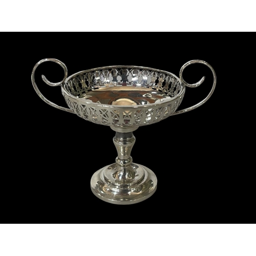 235 - Silver pedestal bon bon dish, Birmingham 1912, and six silver coffee spoons.