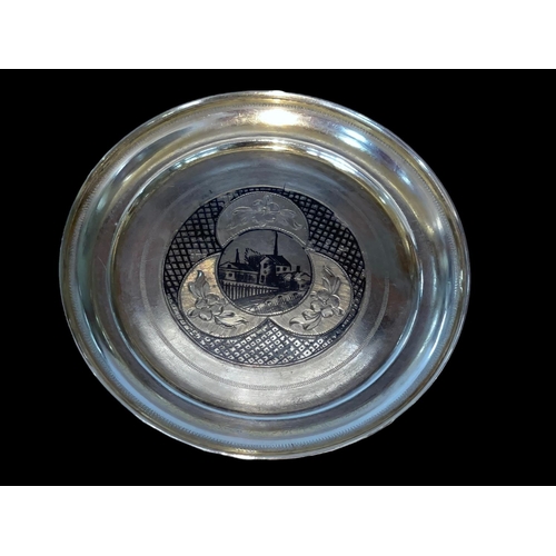 237 - Small Russian silver and niello coaster, marks for 1877, 11cm diameter.