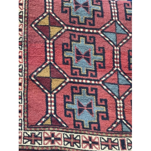 299 - Hand knotted Persian Goochan carpet 1.93 by 1.15.