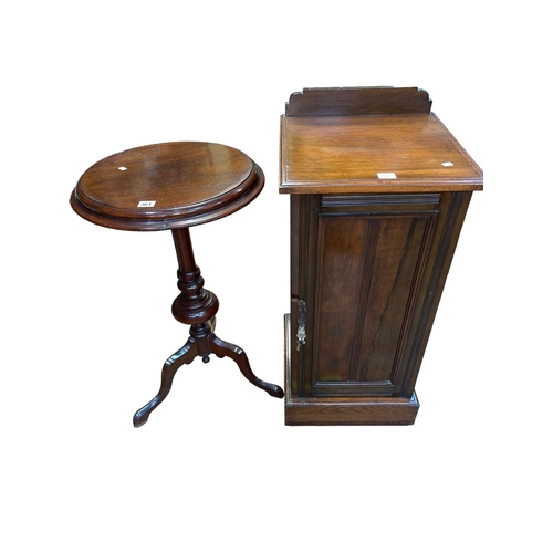 361 - Victorian circular mahogany tripod occasional table and late Victorian pot cupboard (2).