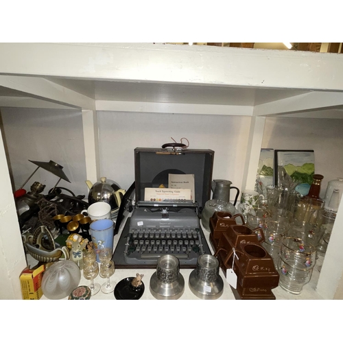 84 - Large collection including Shelley teawares, toby jugs, Imperial typewriter, metalwares, glass, tenn... 