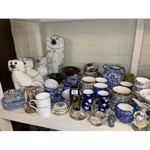 90 - Large collection of early Victorian porcelain, part tea sets, decorative pottery, glasswares, Staffo... 