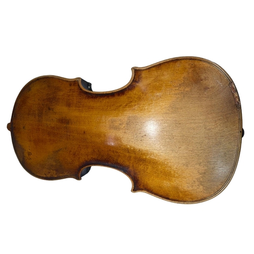 133 - Antique violin with one piece back and internal label, cased.