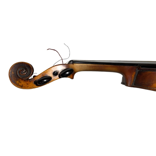 133 - Antique violin with one piece back and internal label, cased.