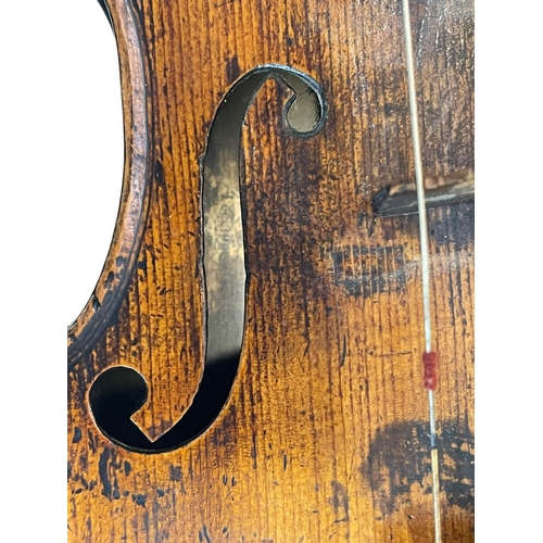 133 - Antique violin with one piece back and internal label, cased.