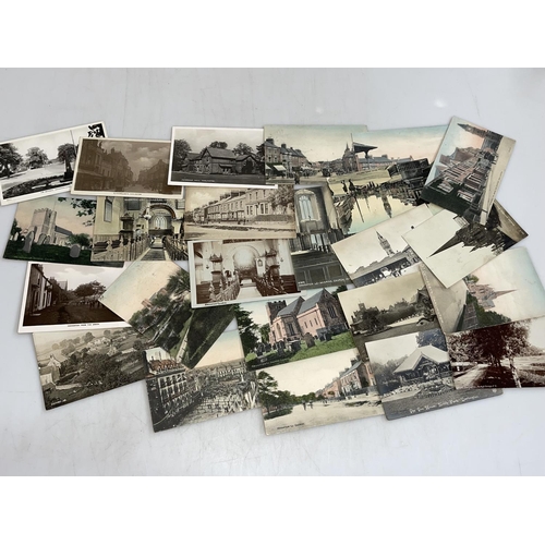 135 - Collection of real photographic and printed Darlington postcards including Cleasby, Cockerton, Phoen... 