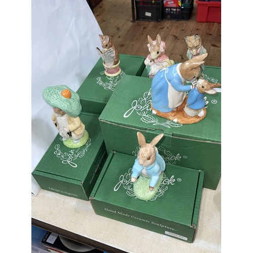 22 - Six Beswick/Royal Doulton large limited edition Beatrix Potter figures, gold backstamp and numbered,... 