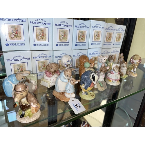 25 - Collection of fourteen Royal Albert Beatrix Potter figures including Johnny Town Mouse, Tommy Brock ... 