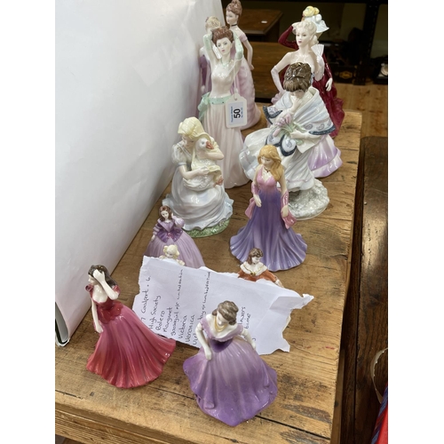 50 - Thirteen Coalport and Royal Doulton lady figurines and miniatures including Victoria, Veronica, Bole... 