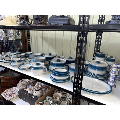 58 - Wedgwood blue pacific table service including teapots, tureens, baking trays, etc, approximately 85 ... 