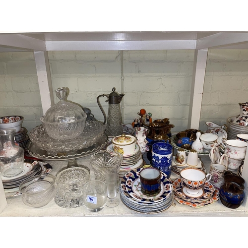 90 - Large collection of early Victorian porcelain, part tea sets, decorative pottery, glasswares, Staffo... 