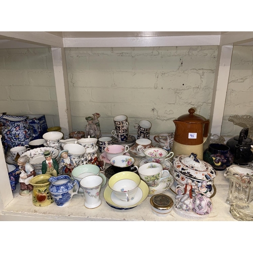 90 - Large collection of early Victorian porcelain, part tea sets, decorative pottery, glasswares, Staffo... 