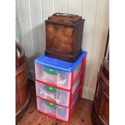 106 - Collection of costume jewellery and a walnut jewellery casket.