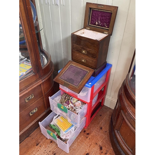 106 - Collection of costume jewellery and a walnut jewellery casket.