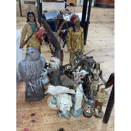 25 - Large collection of Americanalia including American Indian figures, holts, pictures, clocks, etc.