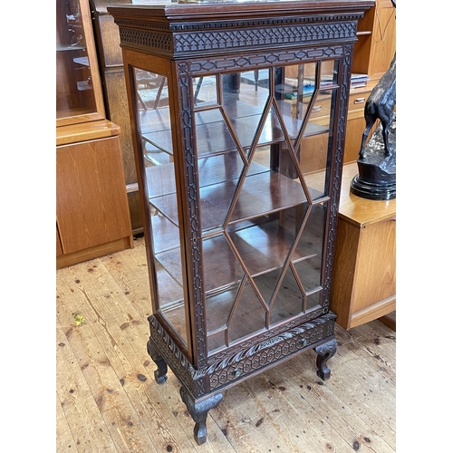 372 - Mahogany Chippendale style astragal glazed door cabinet with base drawer on carved cabriole legs, 13... 