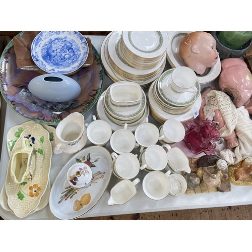 69 - Collection of garden ornaments, toby jugs, Royal Doulton Rondelay, binoculars, plates, dolls etc.