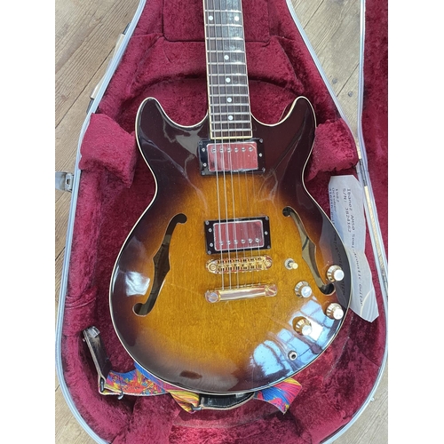 115 - Ibanez AM50 semi-acoustic guitar, Serial No J824162, in Hiscox Liteflite case with spares and Korg t... 