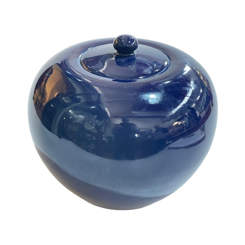 135 - Chinese deep blue ovoid jar and cover.