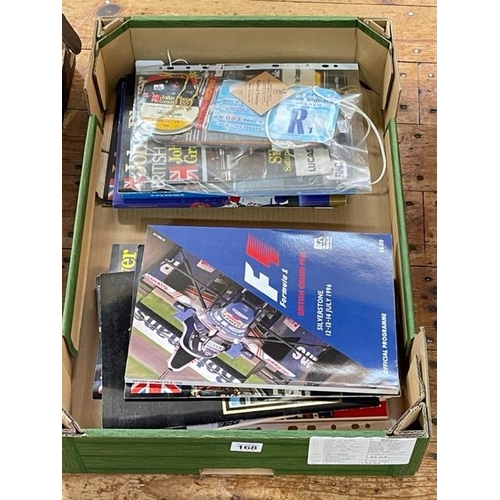 168 - Collection of Formula 1 programmes, ticket and passes.