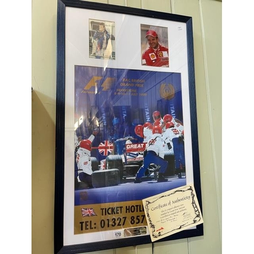 170 - Signed Reubens Barrichello and Olivier Panis signed montage with certificate.