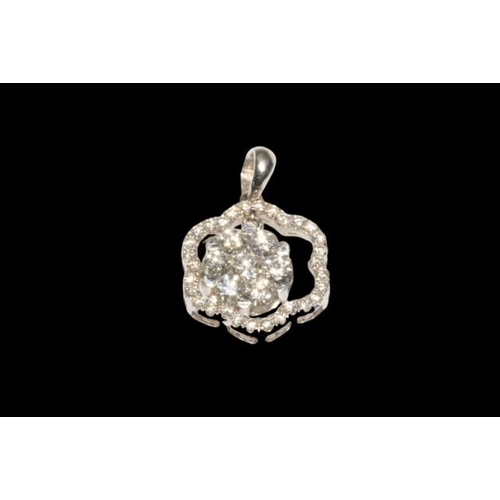 186 - 18 carat white gold and diamond cluster pendant, diamond weight approx 0.70 carats.