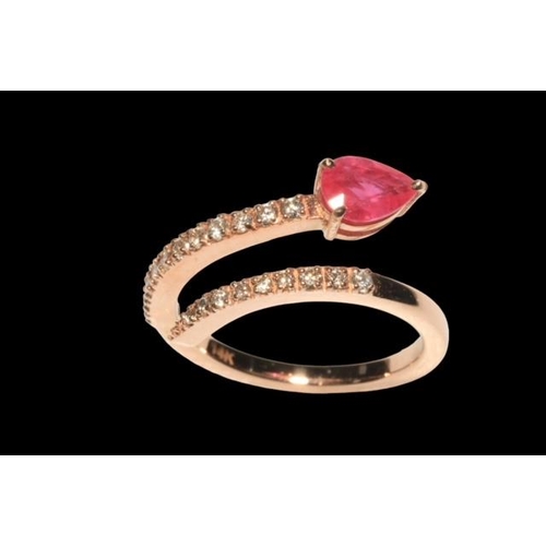 187 - Ruby and diamond fancy half eternity ring set in 14 carat yellow gold, ruby weight approx 0.80 carat... 