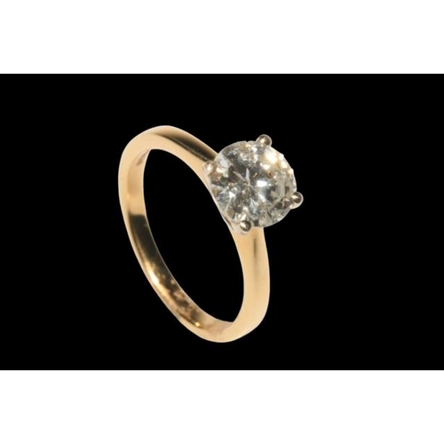 191 - 18 carat yellow gold diamond solitaire ring, diamond weight approx 1.60 carats, size M.