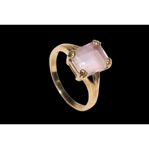 196 - Amethyst and 9 carat gold ring, size N.