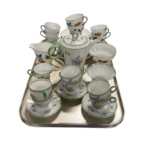 2 - Shelley Wild Flowers 12631 fifteen piece coffee set and Shelley twenty one piece tea set.