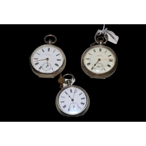 200 - Two English hallmarked gents silver pocket watches and Argentan marked watch (3).