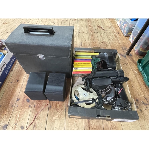 23 - Elmo ST-1200 sound projector, two Nikon cameras with lenses, 90-230 zoom lens, Konica camera, exposu... 