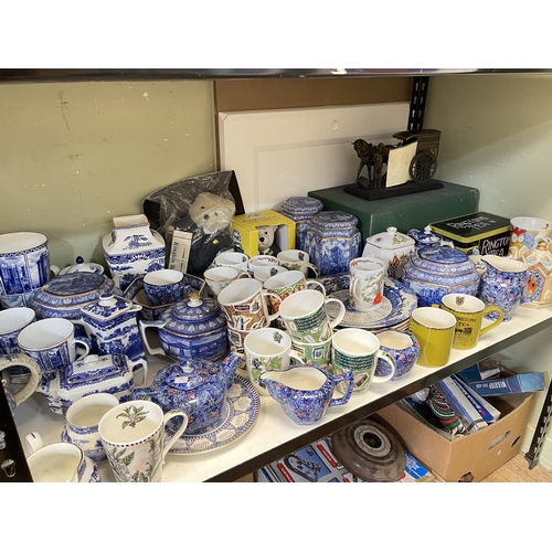 63 - Large collection of Ringtons china including novelty teapots, blue and white caddies, chintz, Your T... 