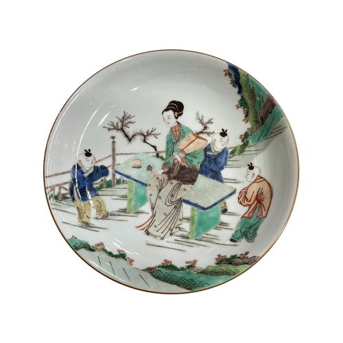 168 - Ch'ing Dynasty famille verte dish, with four figure decoration, 32cm diameter.