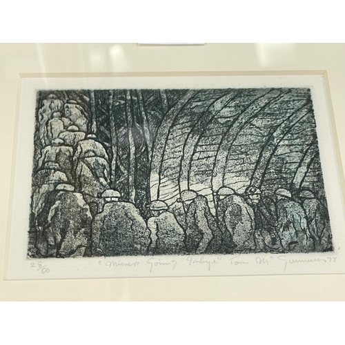 307 - Tom McGuinness, Miners Going Inbye, limited edition print, signed, titled and numbered 28/50 in the ... 