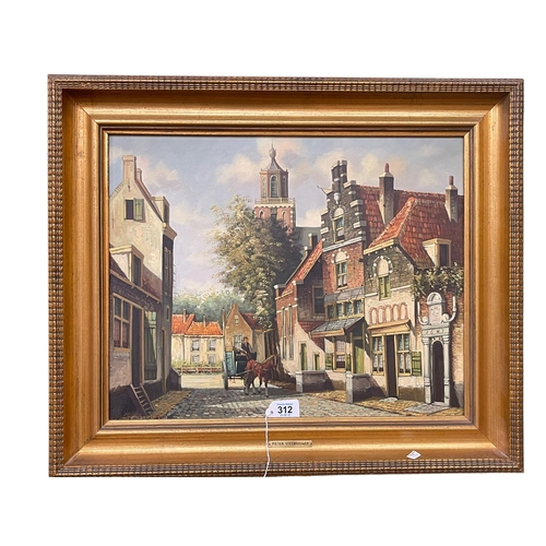 312 - Pieter Steenhouwer, 19th Century Dutch Street Scene, oil on canvas, signed lower left, 39cm by 49cm,... 
