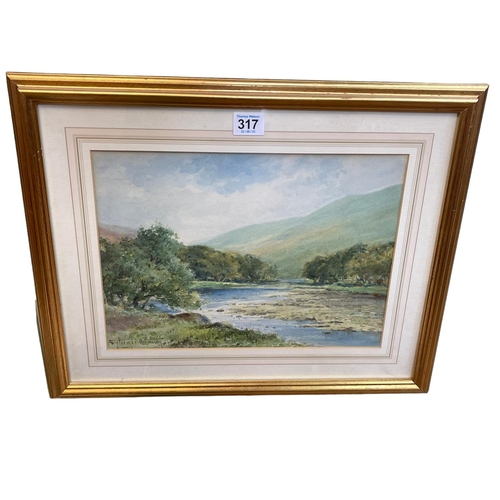 317 - Sylvester Stannard, River Landscape, watercolour, signed lower left, 23.5cm by 32cm, in glazed frame... 