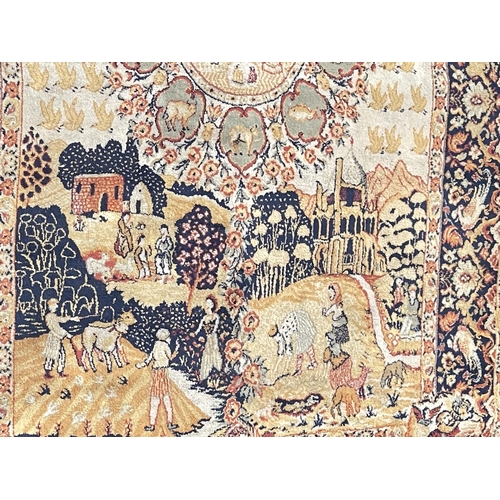335 - Asian carpet decorated with Persian Life scenes, 2.80 by 2.20.