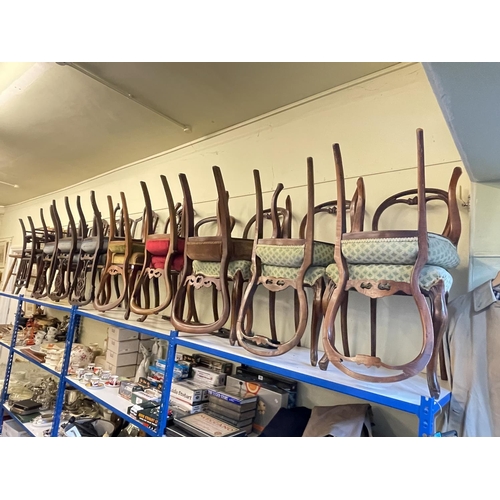 337 - Nine Victorian balloon back parlour chairs (5x2x1x1), collection of ten various Victorian chairs inc... 